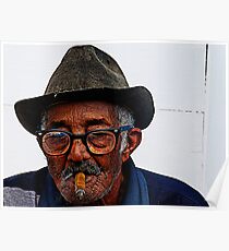 Old Cuban man & cigar, Trinidad, Cuba Poster