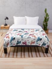 Lapins arc-en-ciel et fleurs Plaid