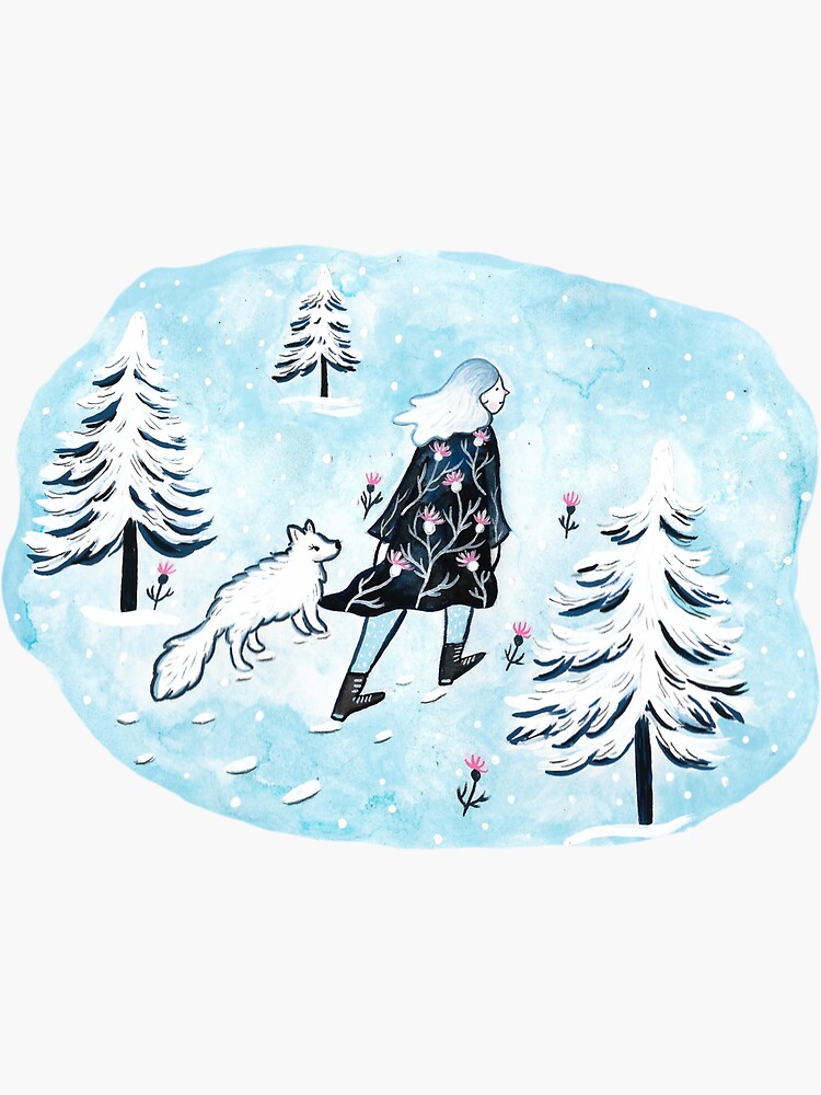 Arctic Lady and Fox by emilienunez