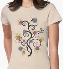 Swirly Flower Tree Women's Fitted T-Shirt
