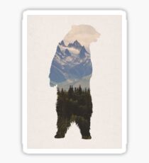 Bear with woodland scene Sticker
