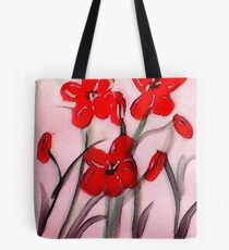 Red flowers, (bamboo brush), watercolor Tote Bag
