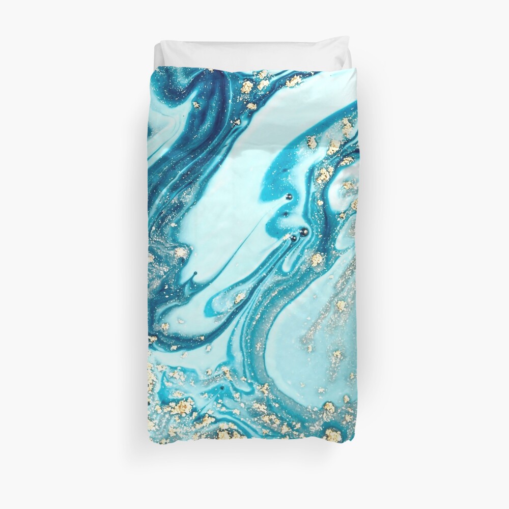 Blue gold marble Duvet Cover