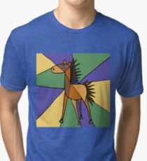 Funny Folk Art Colorful Horse Original Art Tri-blend T-Shirt