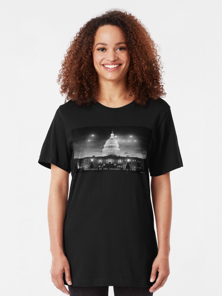 Alternate view of Washington DC UFO Flap Slim Fit T-Shirt