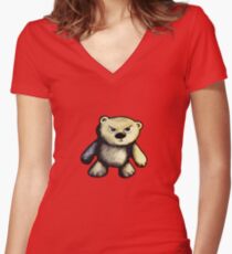 Cute Angry Bear Women's Fitted V-Neck T-Shirt