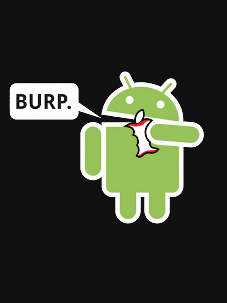 android eating apple shirt