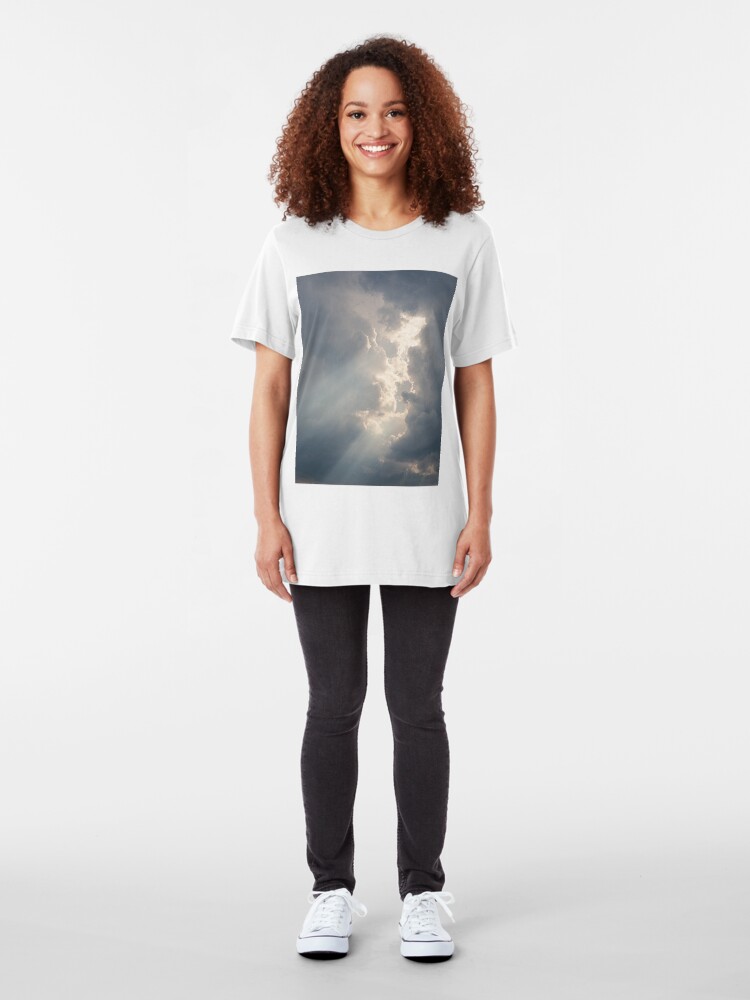 Alternate view of Sunbeam between storm clouds cloudscape Slim Fit T-Shirt