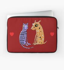 Opposites Attract Cat and Dog Laptop Sleeve