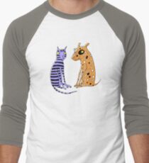 Opposites Attract Cat and Dog Men's Baseball ¾ T-Shirt