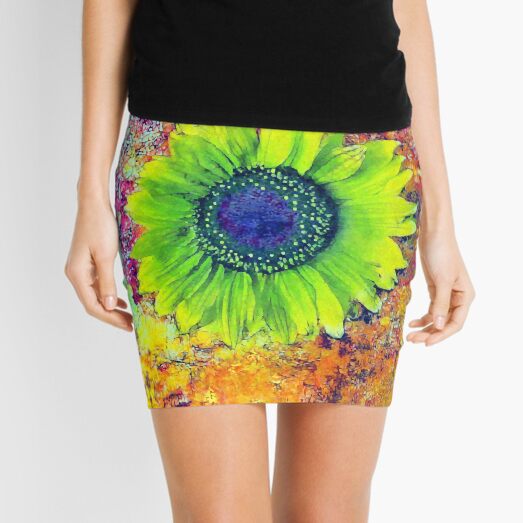 Abstract sunflower Mini Skirt
