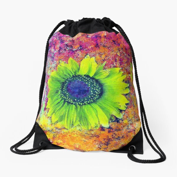 Abstract sunflower Drawstring Bag