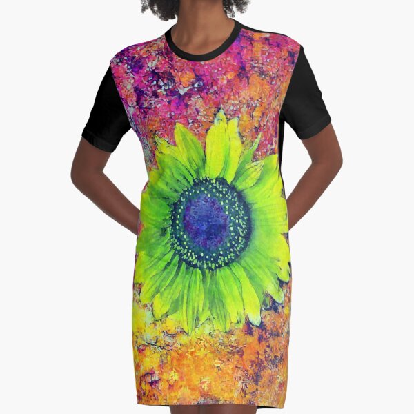 Abstract sunflower Graphic T-Shirt Dress
