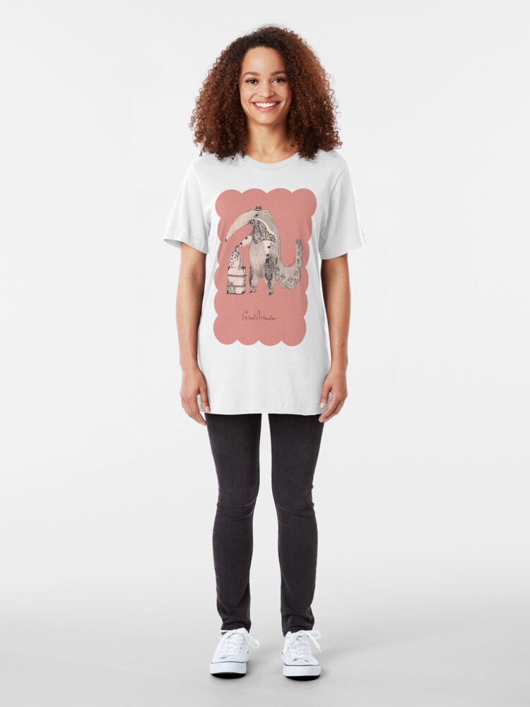 Alternate view of Beginning on your journey - Giant Anteater - Pink Slim Fit T-Shirt