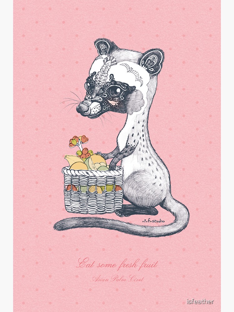 Eat Some Fresh Fruit - Asian Palm Civet - Pink by isfeather