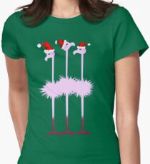 Three Christmas Flamingos Women's Fitted T-Shirt