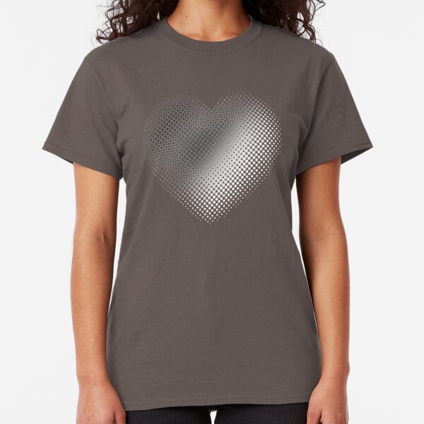 Linear Gradient on Halftone Heart (Gray) NOIR Classic T-Shirt