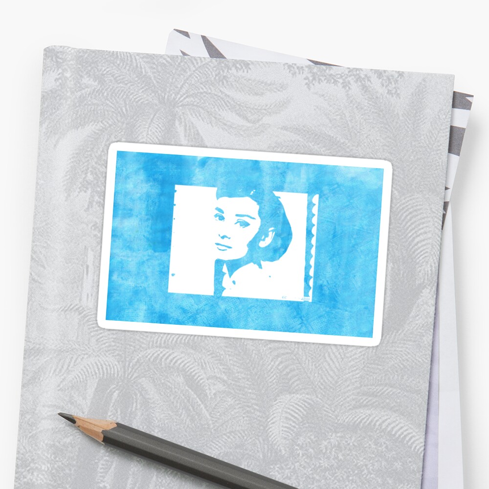 "Audrey Hepburn Profile blue" Stickers by yin888 | Redbubble