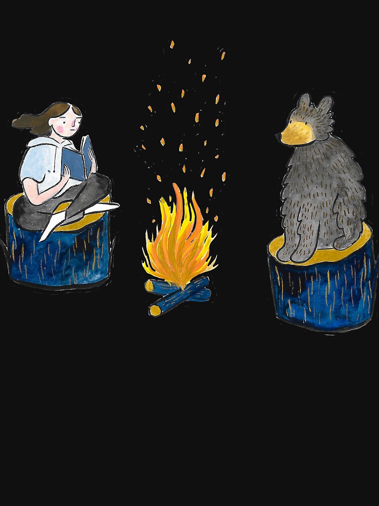 Bear and Girl by Campfire by emilienunez