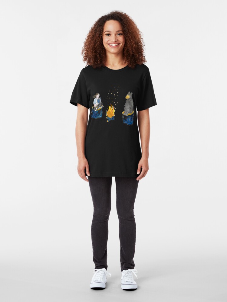 Alternate view of Bear and Girl by Campfire Slim Fit T-Shirt