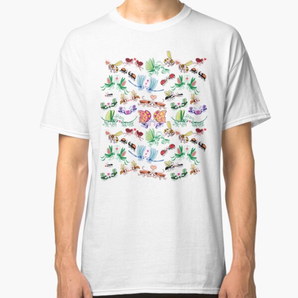 Funny insects falling in love in a pattern design Classic T-Shirt