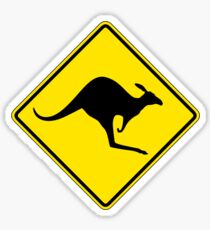 Traverser le kangourou, panneau d'avertissement de la circulation, Australie Sticker
