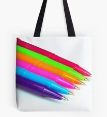 Multicolor pens on white background. Tote Bag