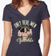 Nur echte Männer funkeln Shirt mit V-Ausschnitt
