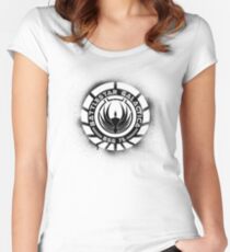 Battlestar Galactica Grunge - Blue line Women's Fitted Scoop T-Shirt