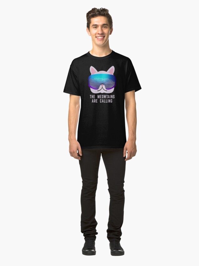 Alternate view of The Meowtains are calling Ski Cat Classic T-Shirt