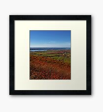 Fields, Meadow. Rural Road & the Ottawa River in a Fall Autumn Landscape under a Blue Sky with Haze Framed Print