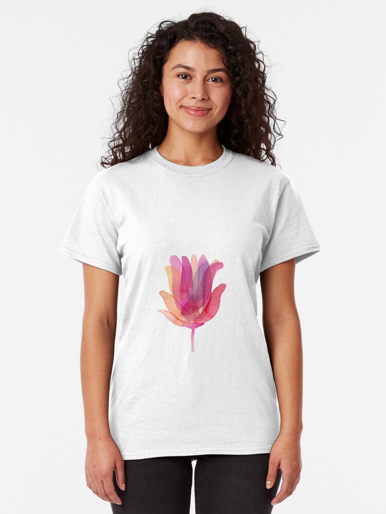 Alternate view of Watercolor Tulip transparencies Classic T-Shirt