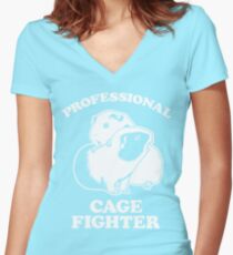 Camiseta entallada de cuello en V Luchador profesional de la jaula
