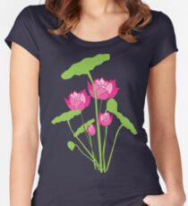 Pink color water lily flower Women's Fitted Scoop T-Shirt