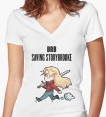 BRB - saving storybrooke Women's Fitted V-Neck T-Shirt