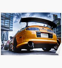 TOYOTA SUPRA - Pimped street car racer Back Poster