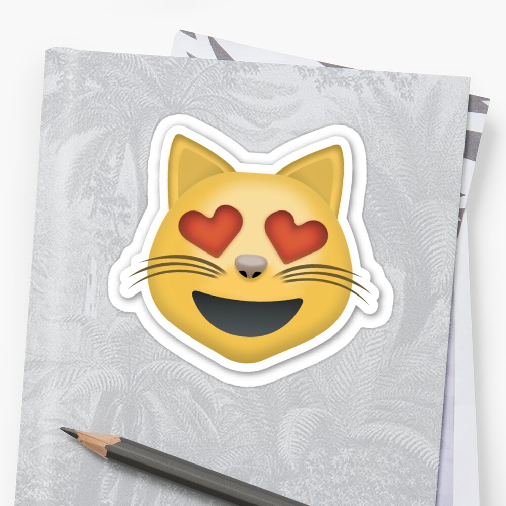 "Cat Heart Eyes Emoji Sticker" Stickers by youtubemugs ...