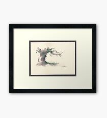 "Serenity" ink wash watercolor on paper. Framed Print