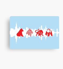 Chicago Flag with Logos and Skyline Poster Canvas Print