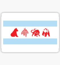 Chicago Flag with Logos Poster Sticker
