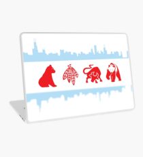Chicago Flag with Logos and Skyline Poster Laptop Skin