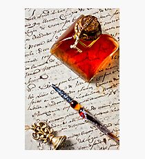Ink bottle and pen Photographic Print
