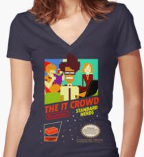 The IT Crowd NES game Women's Fitted V-Neck T-Shirt