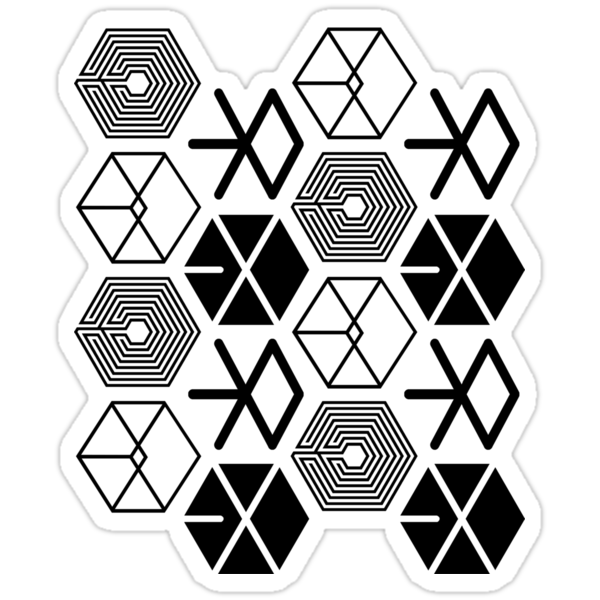 exo logo pattern stickers by skeletonvenus redbubble