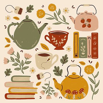 Artwork thumbnail, Flowery Books and Tea by ohjessmarie