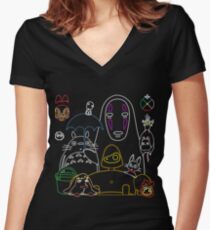 Ghibli mix v2 Women's Fitted V-Neck T-Shirt