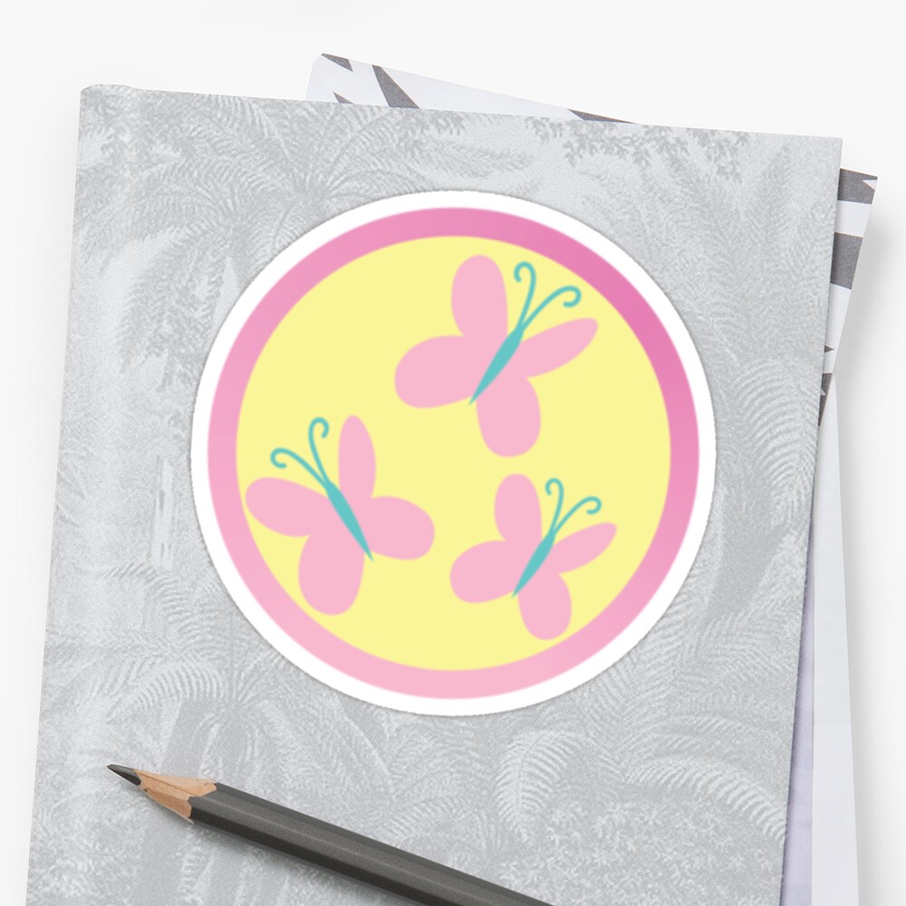 "Fluttershy Cutie Mark (Bordered & Colored)" Stickers by Loathingeyes