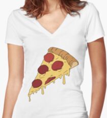 Pizza Slice Women's Fitted V-Neck T-Shirt