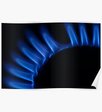 Lit blue gas ring, close-up Poster