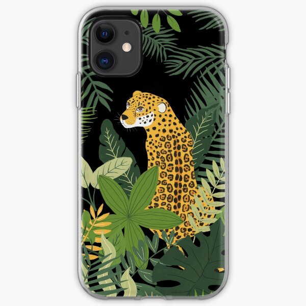 Jaguar in a Jungle on Black iPhone Soft Case